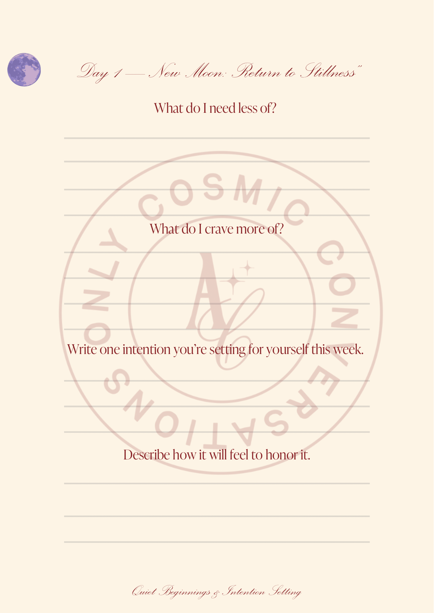 "In a Week" Journal